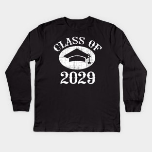 Class of 2029 Grow with Me Graduation Year Kids Long Sleeve T-Shirt